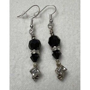 Artisan 925 Sterling Silver  Faceted Crystal Earrings Hook